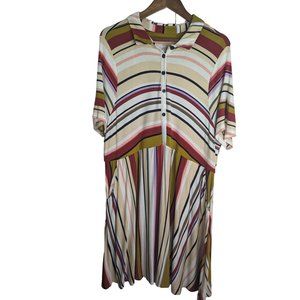 Torrid Collared Skater Dress Shirt Dress Soft Stretch Multi Stripe Pockets sz3XL